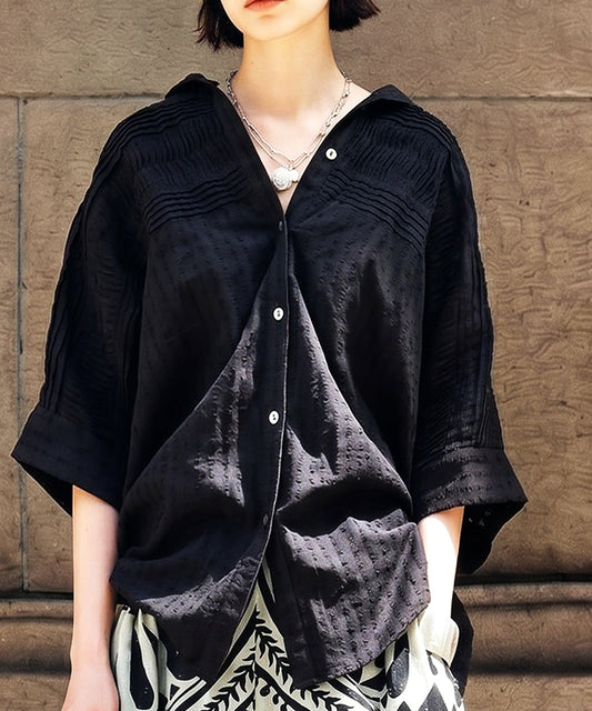 NUUUII 100% Cotton Dobby Weave Dolman Sheer Shirt Ladies