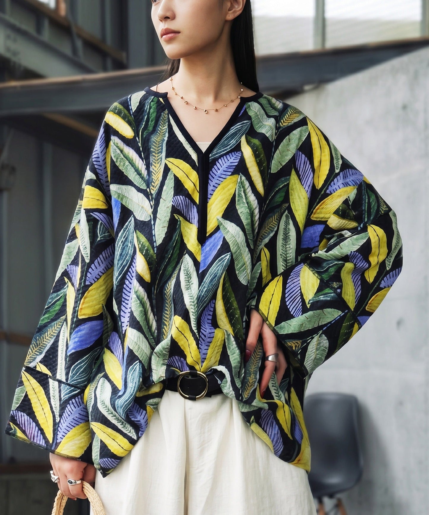 NUUUII Keyhole Neckline, 100% Cotton, Botanical Print Pullover Ladies