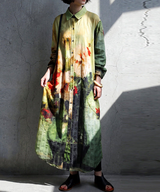 NUUUII 100% Cotton Art Print Floral Shirt Dress Ladies