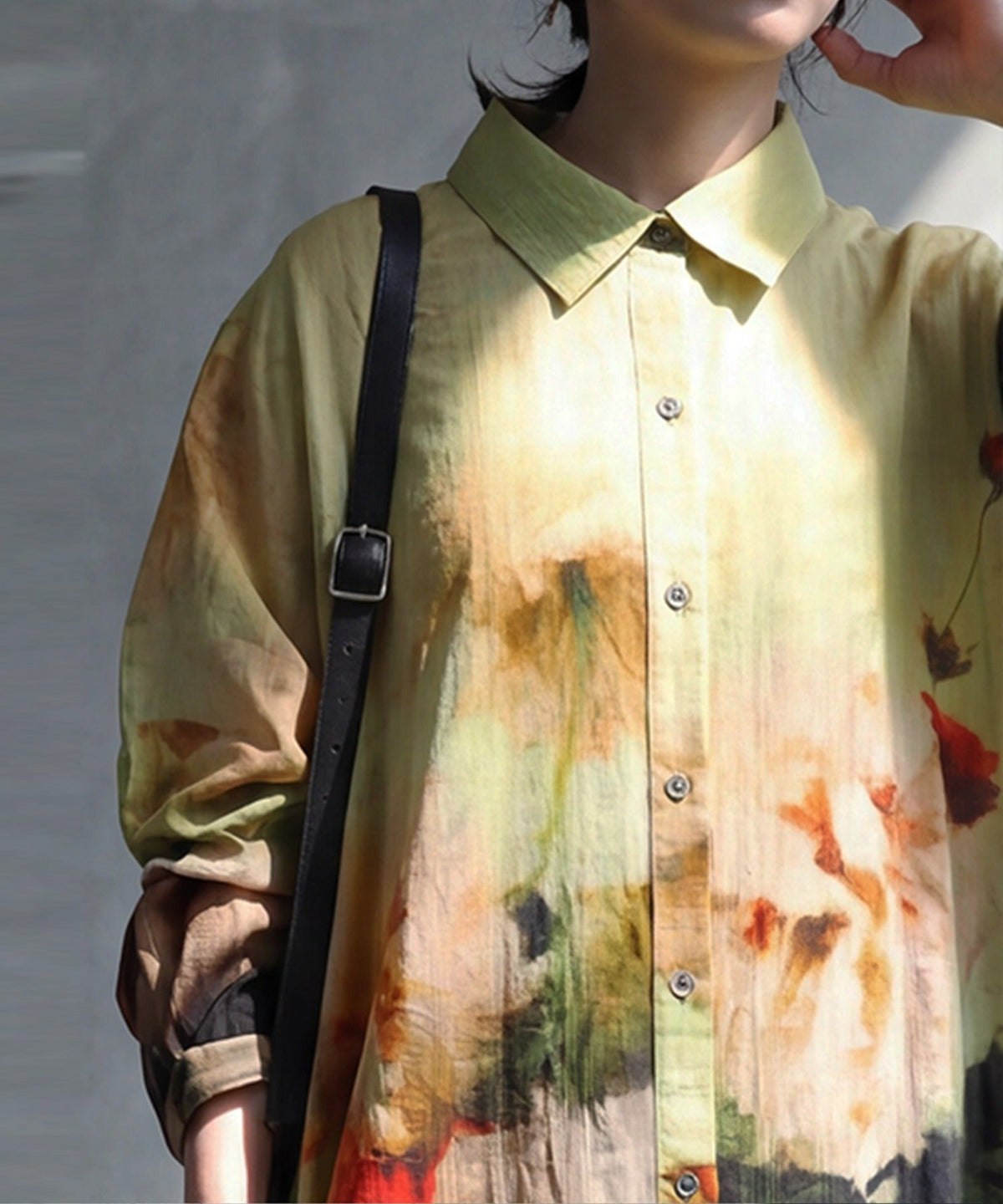 NUUUII 100% Cotton Art Print Floral Shirt Dress Ladies