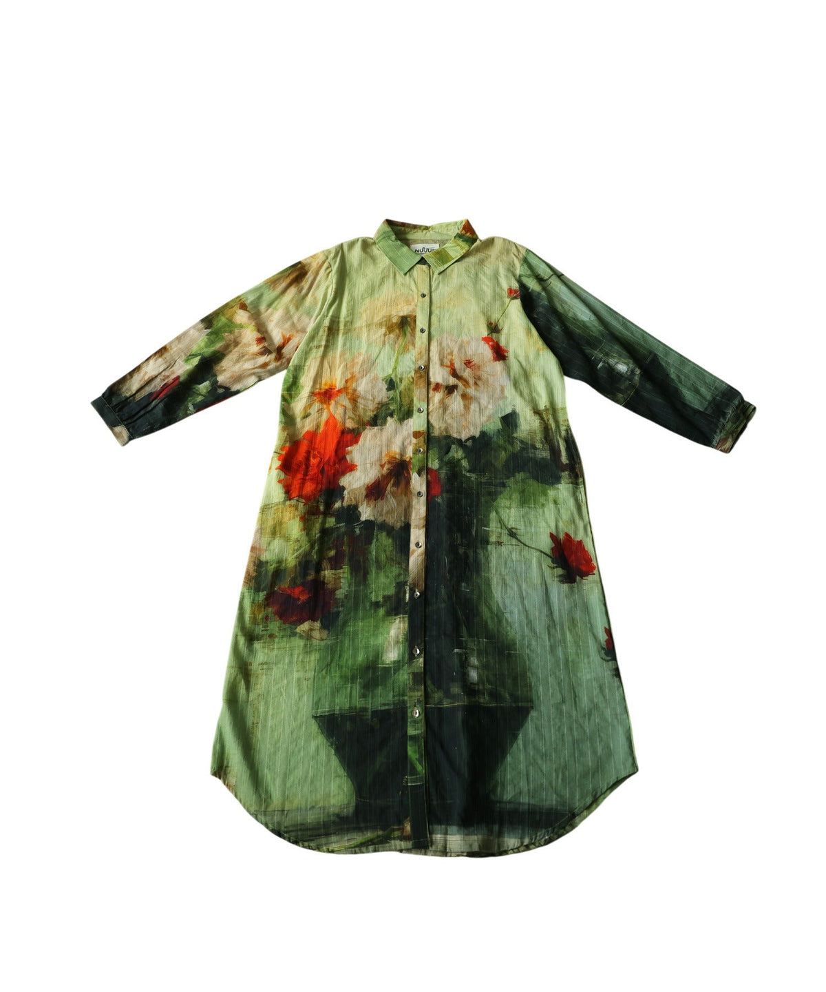 NUUUII 100% Cotton Art Print Floral Shirt Dress Ladies