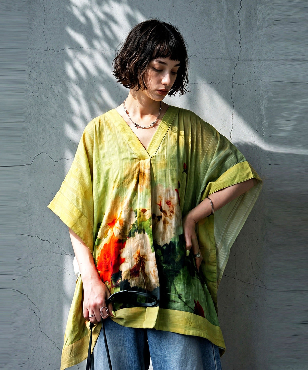 NUUUII 100% Cotton Art Print Floral Wide Silhouette Blouse Ladies