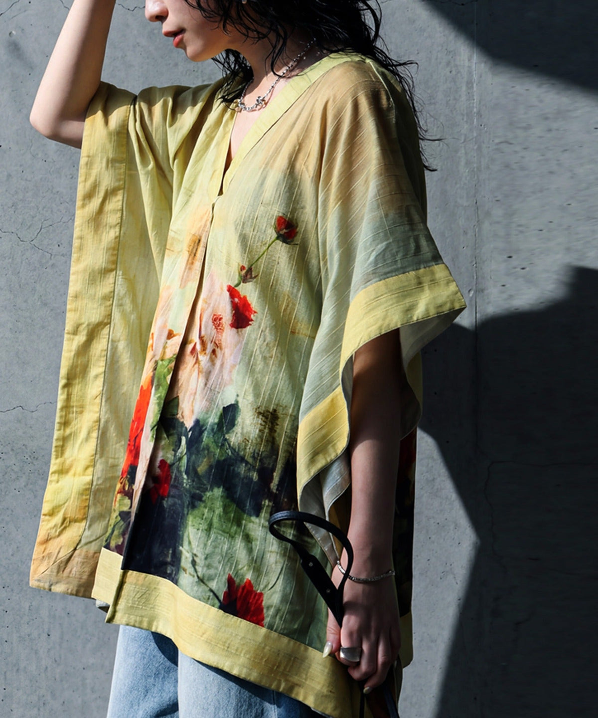 NUUUII 100% Cotton Art Print Floral Wide Silhouette Blouse Ladies