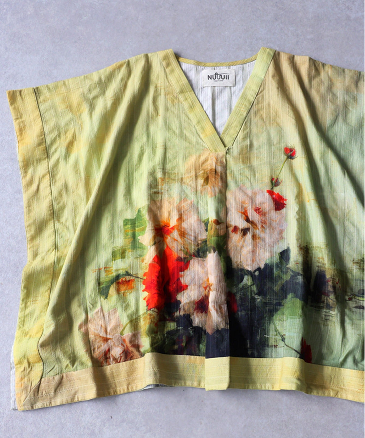 NUUUII 100% Cotton Art Print Floral Wide Silhouette Blouse Ladies