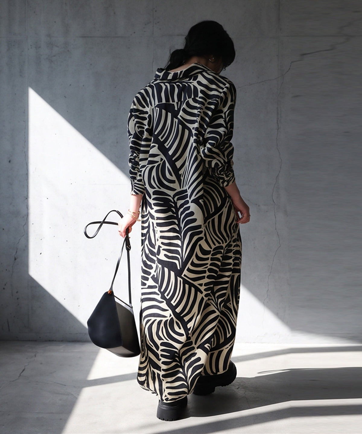 NUUUII Leaf Pattern 100% Cotton Shirt Dress Ladies