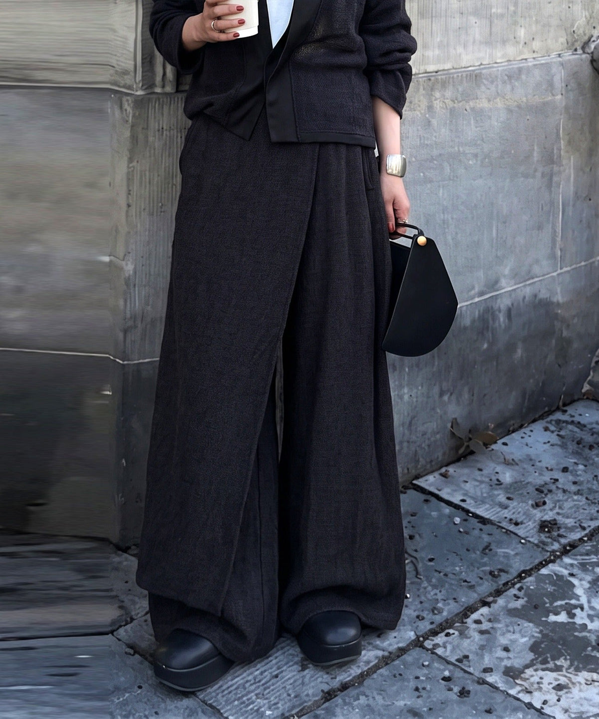 NUUUII Wrap-Style Skirt-Like Wide-Leg Pants Ladies