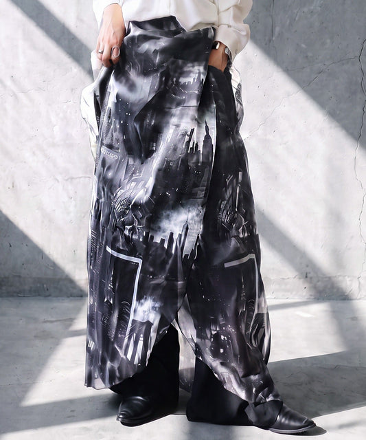 NUUUII City Print Sheer Wide-Leg Pants Ladies
