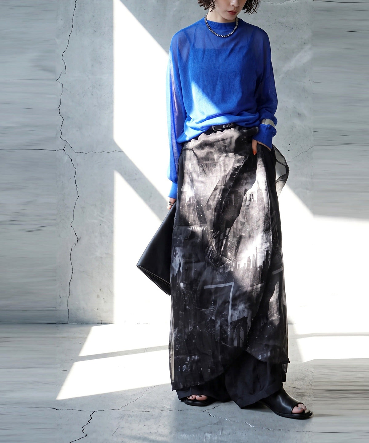 NUUUII City Print Sheer Wide-Leg Pants Ladies