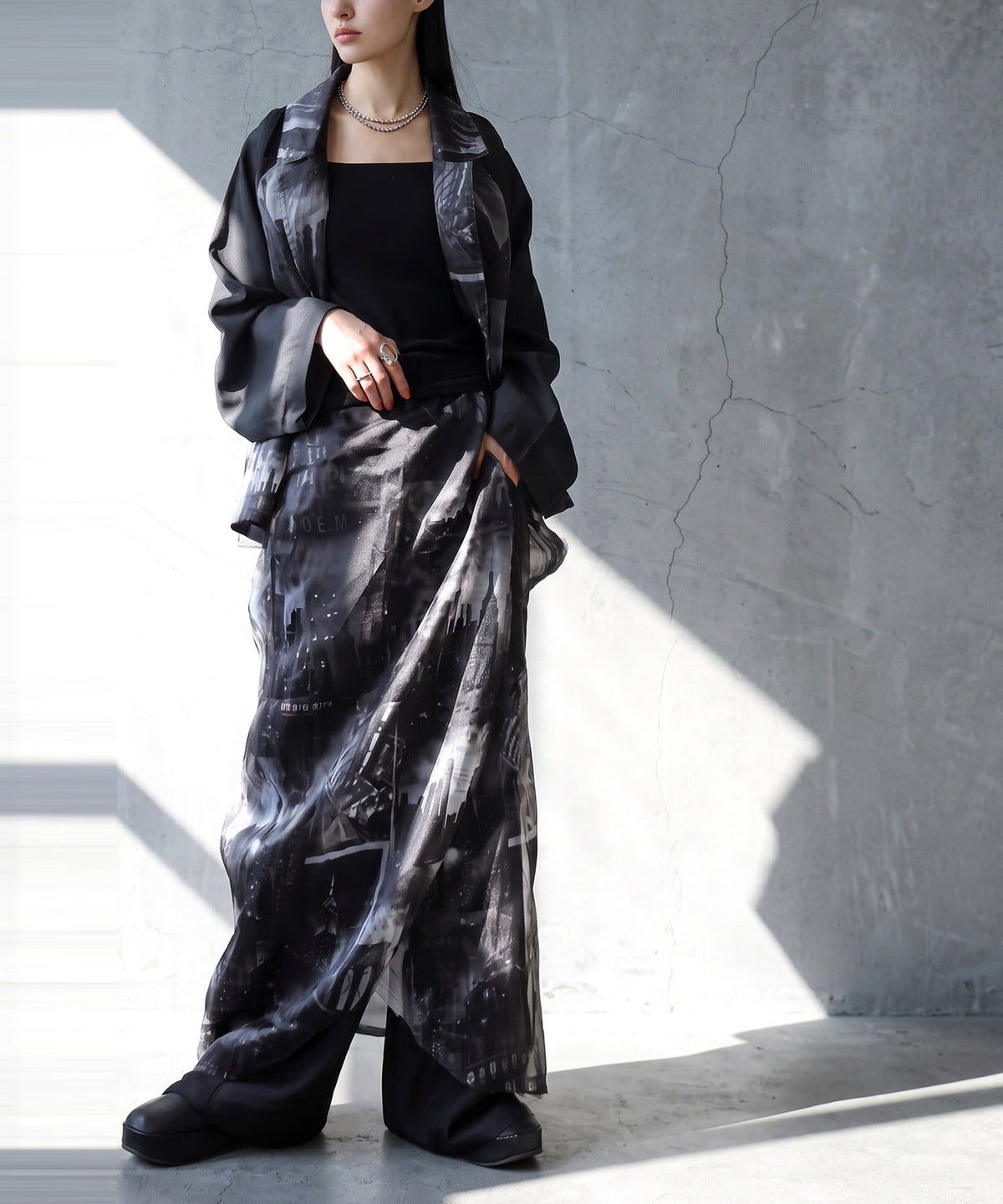 NUUUII City Print Sheer Wide-Leg Pants Ladies