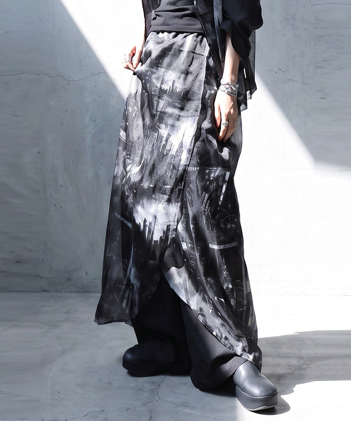 NUUUII City Print Sheer Wide-Leg Pants Ladies