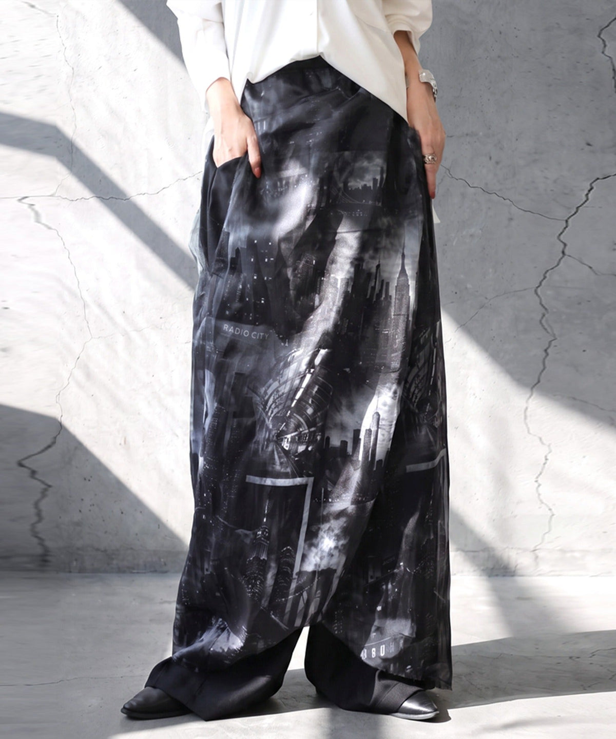 NUUUII City Print Sheer Wide-Leg Pants Ladies
