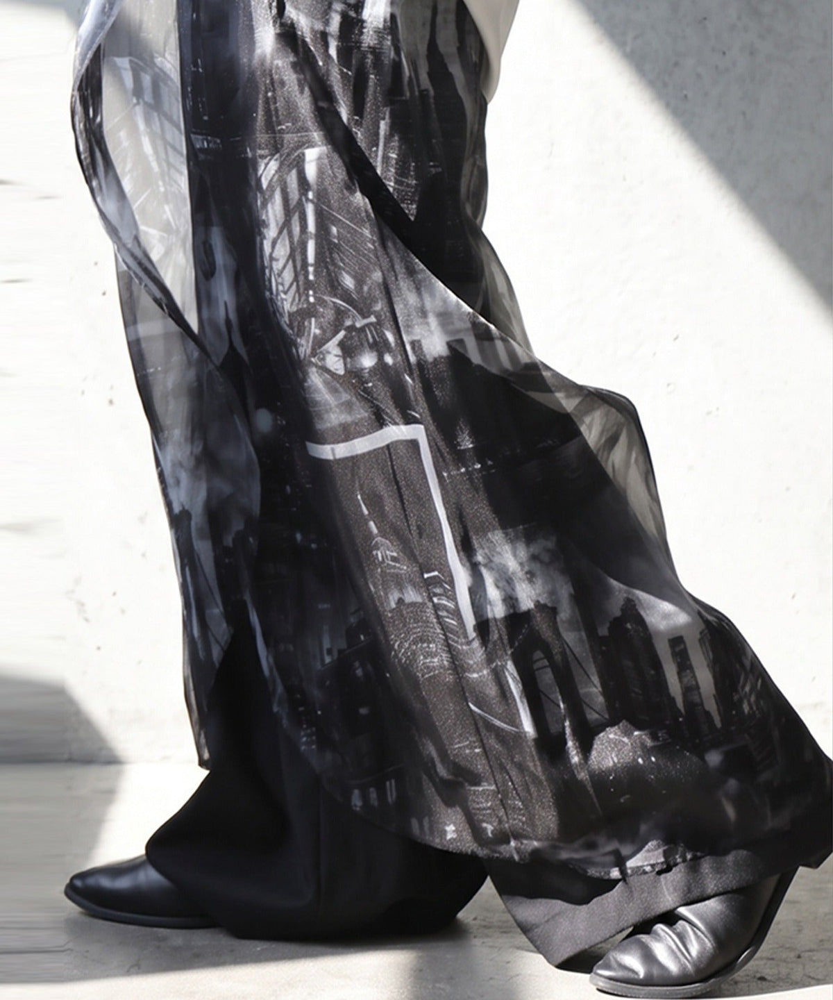 NUUUII City Print Sheer Wide-Leg Pants Ladies