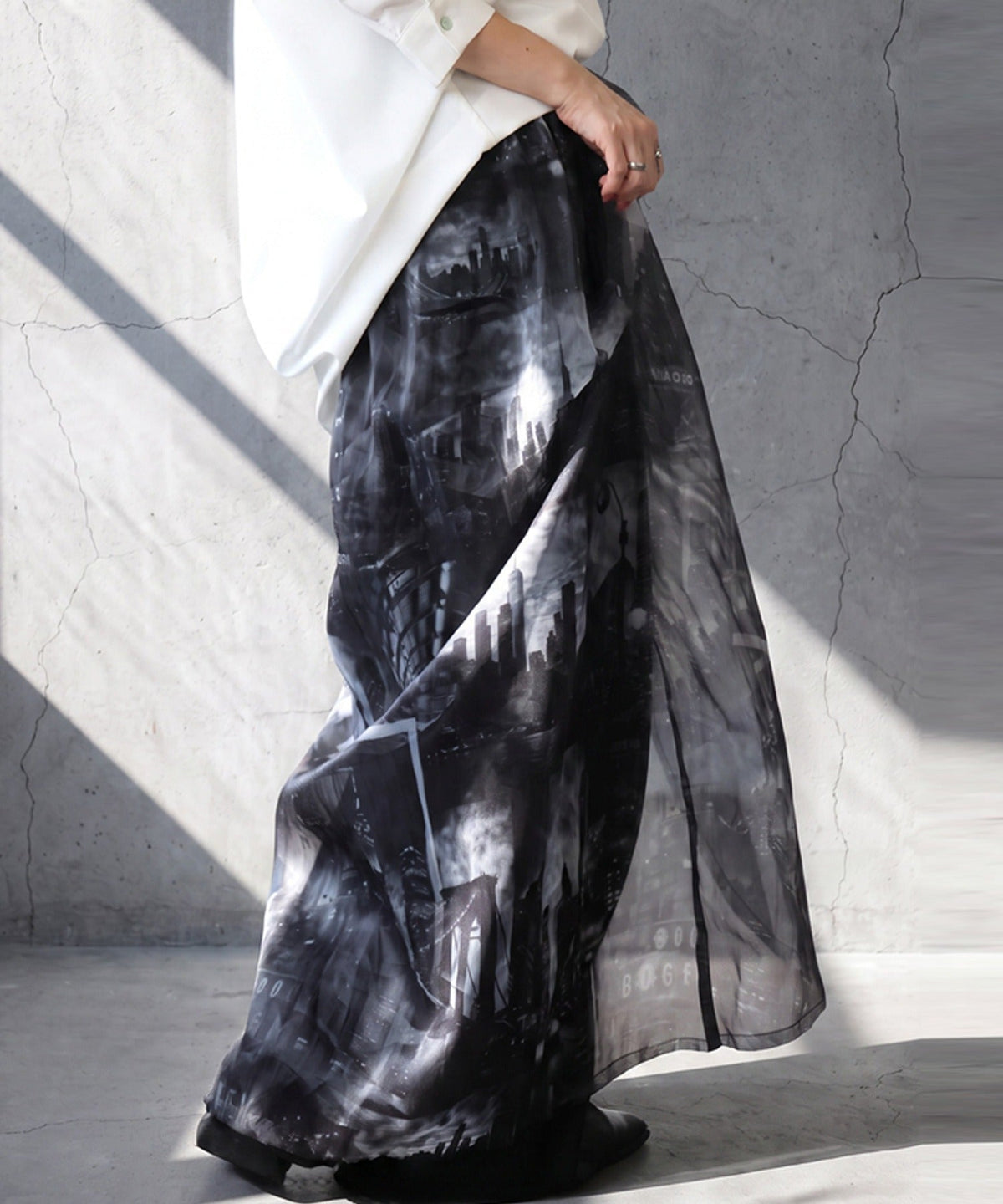 NUUUII City Print Sheer Wide-Leg Pants Ladies