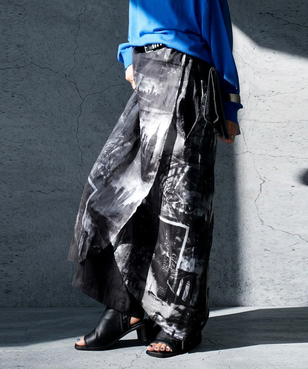 NUUUII City Print Sheer Wide-Leg Pants Ladies