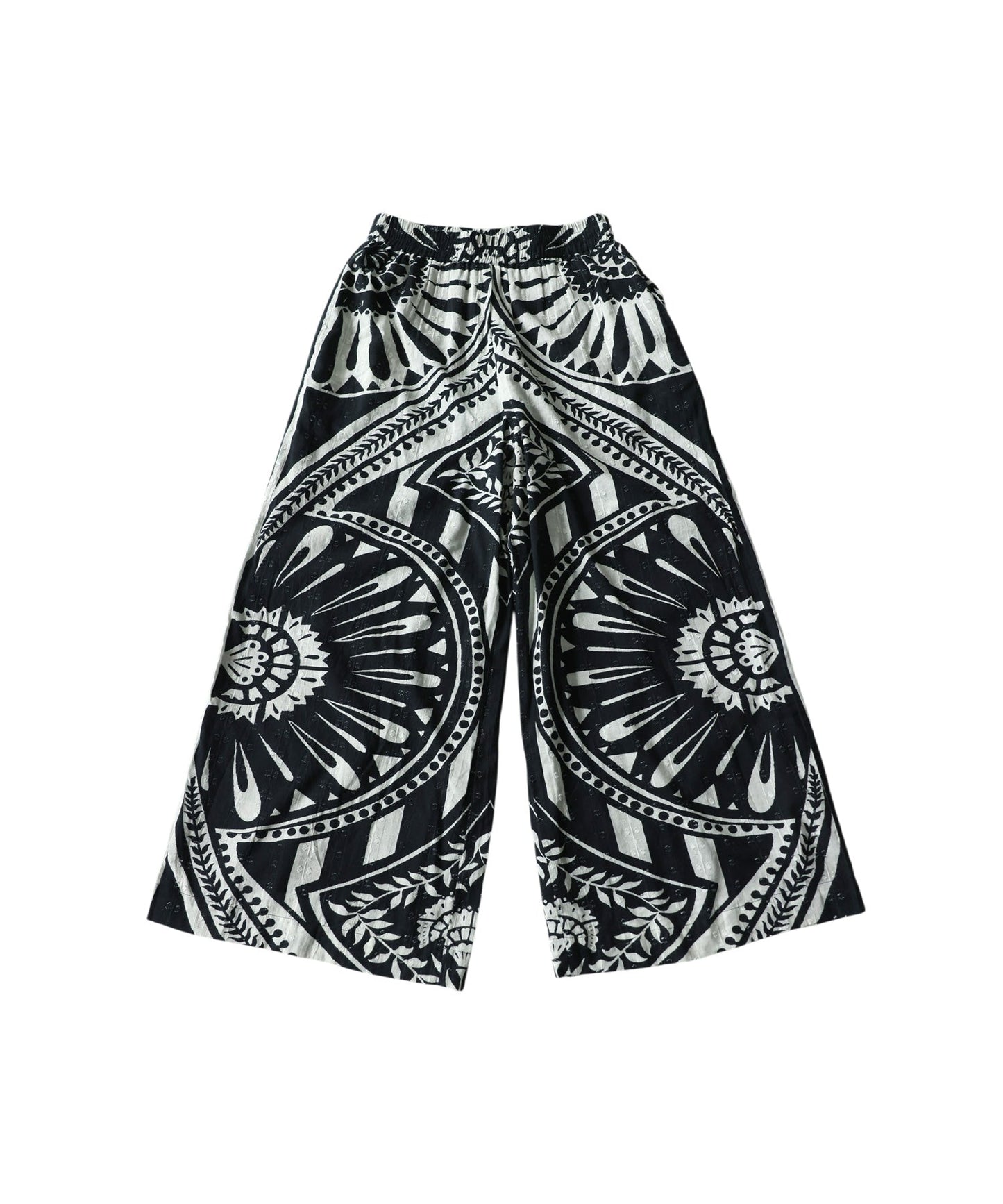 NUUUII 100% Cotton Ethnic Pattern Geometric Dobby Weave Wide Pants Ladies