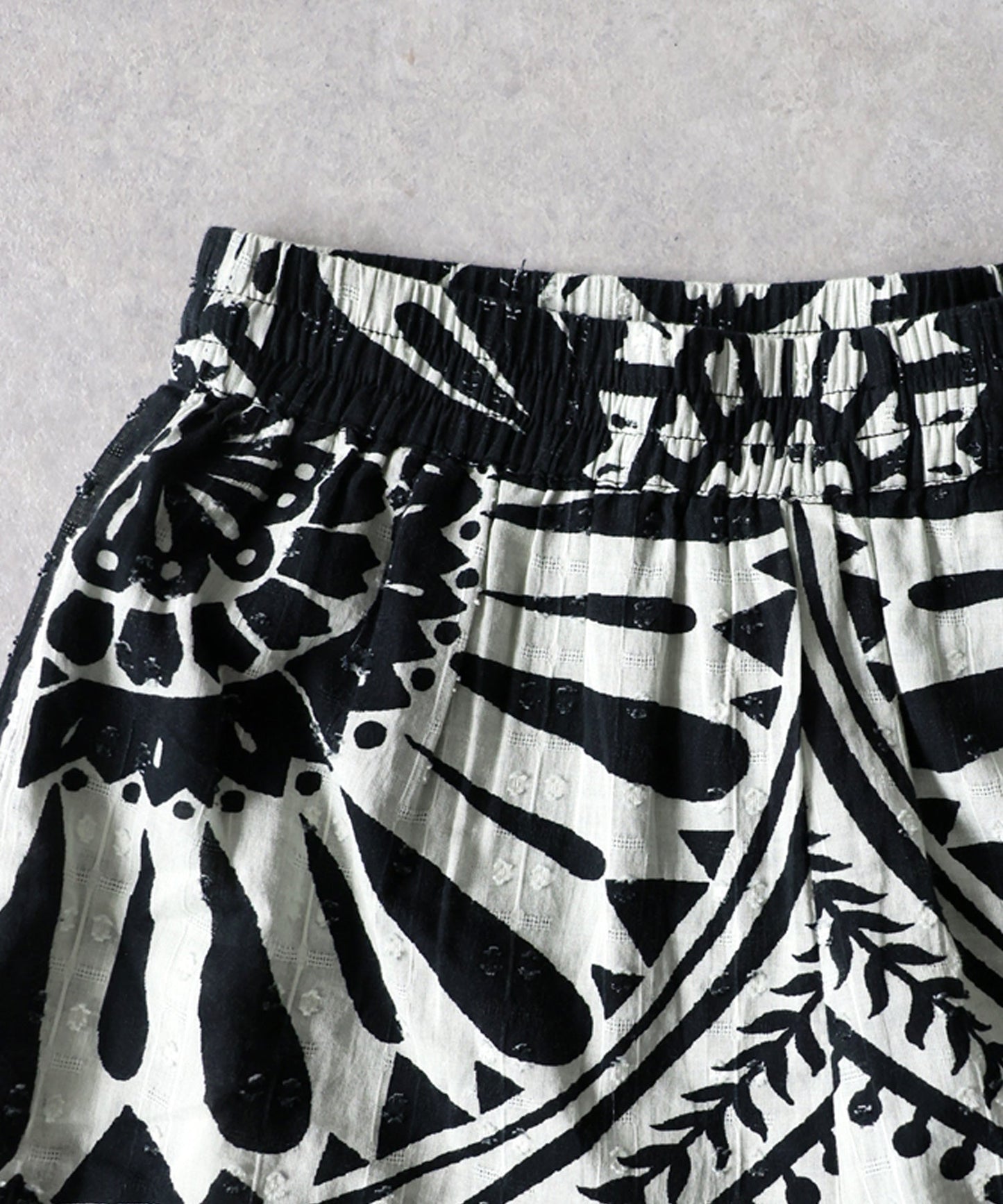 NUUUII 100% Cotton Ethnic Pattern Geometric Dobby Weave Wide Pants Ladies