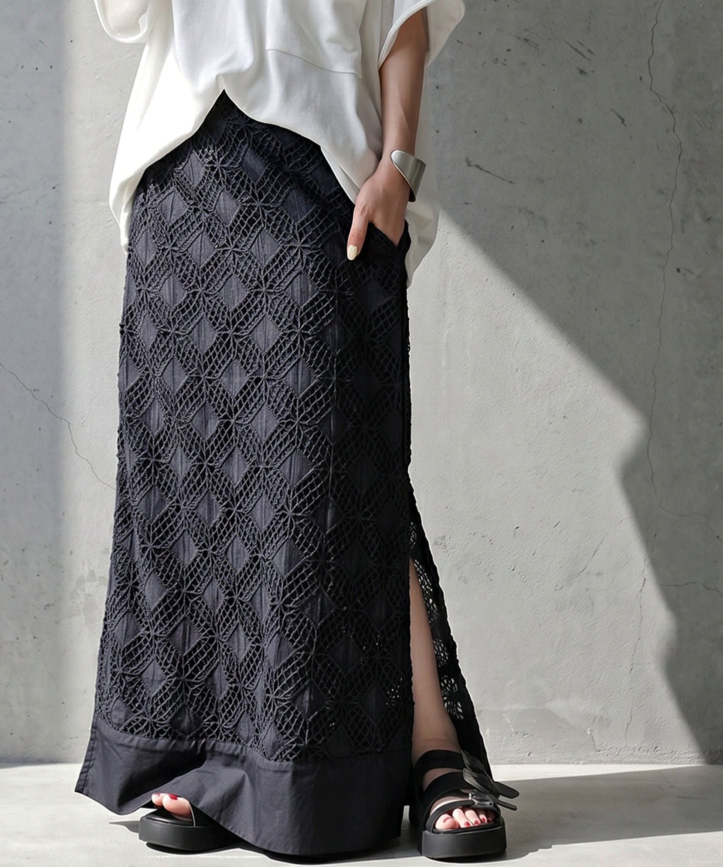 NUUUII 100% Cotton Lace Long Skirt Ladies