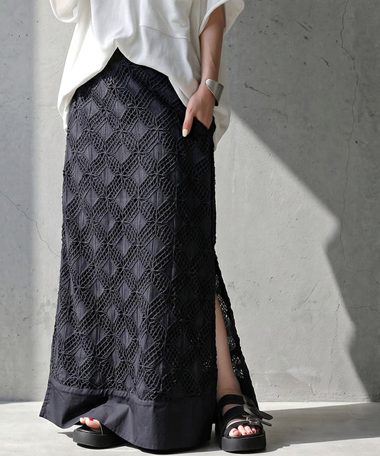 NUUUII 100% Cotton Lace Long Skirt Ladies