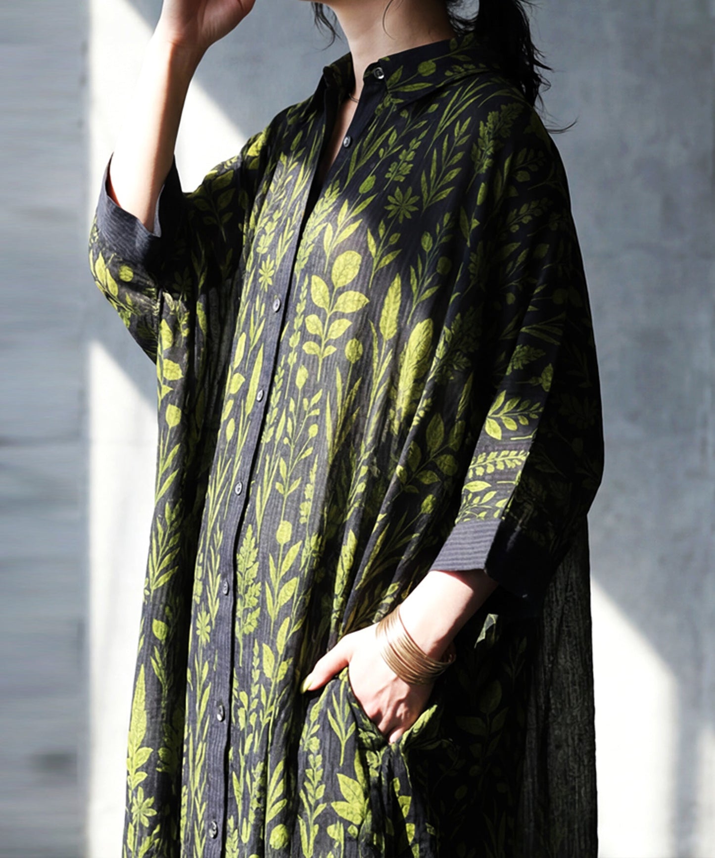 NUUUII Botanical Print Dolman Shirt Dress Ladies