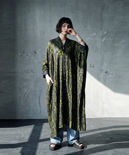NUUUII Botanical Print Dolman Shirt Dress Ladies