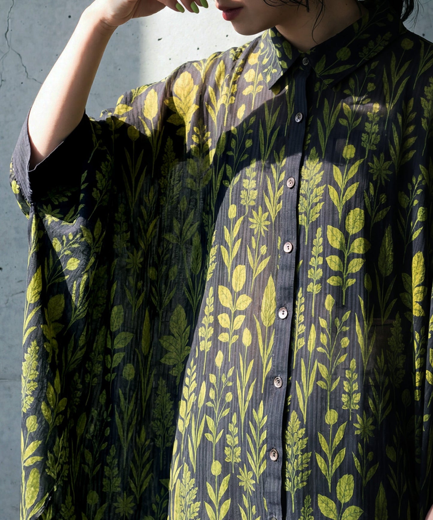 NUUUII Botanical Print Dolman Shirt Dress Ladies
