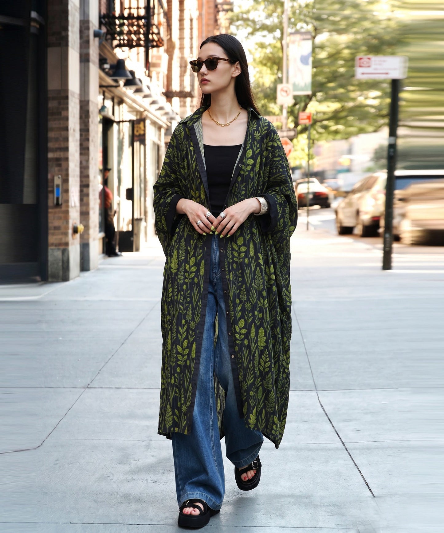 NUUUII Botanical Print Dolman Shirt Dress Ladies