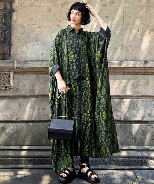 NUUUII Botanical Print Dolman Shirt Dress Ladies
