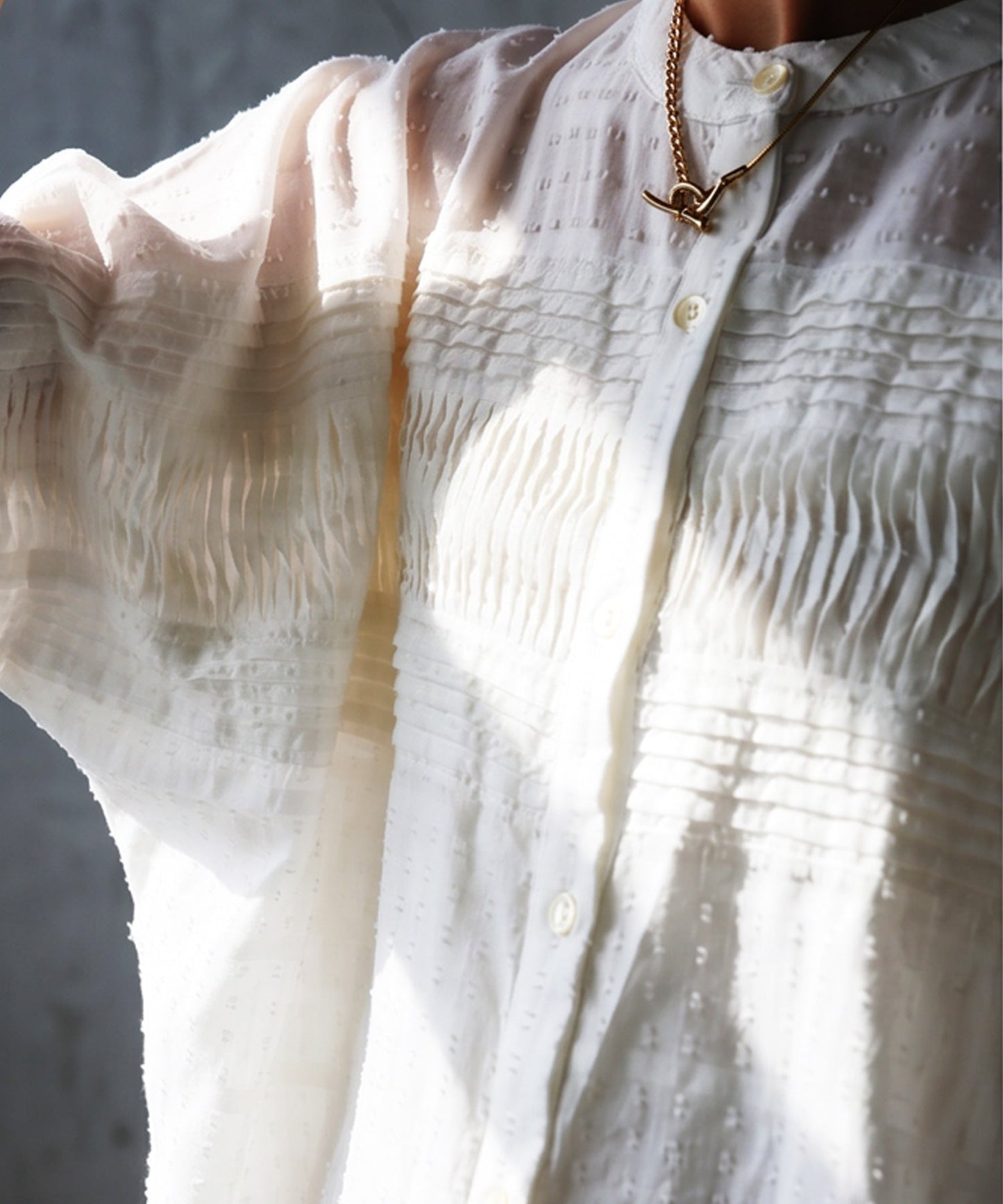 NUUUII 100% Cotton Dobby Weave Dolman Sheer Shirt Ladies