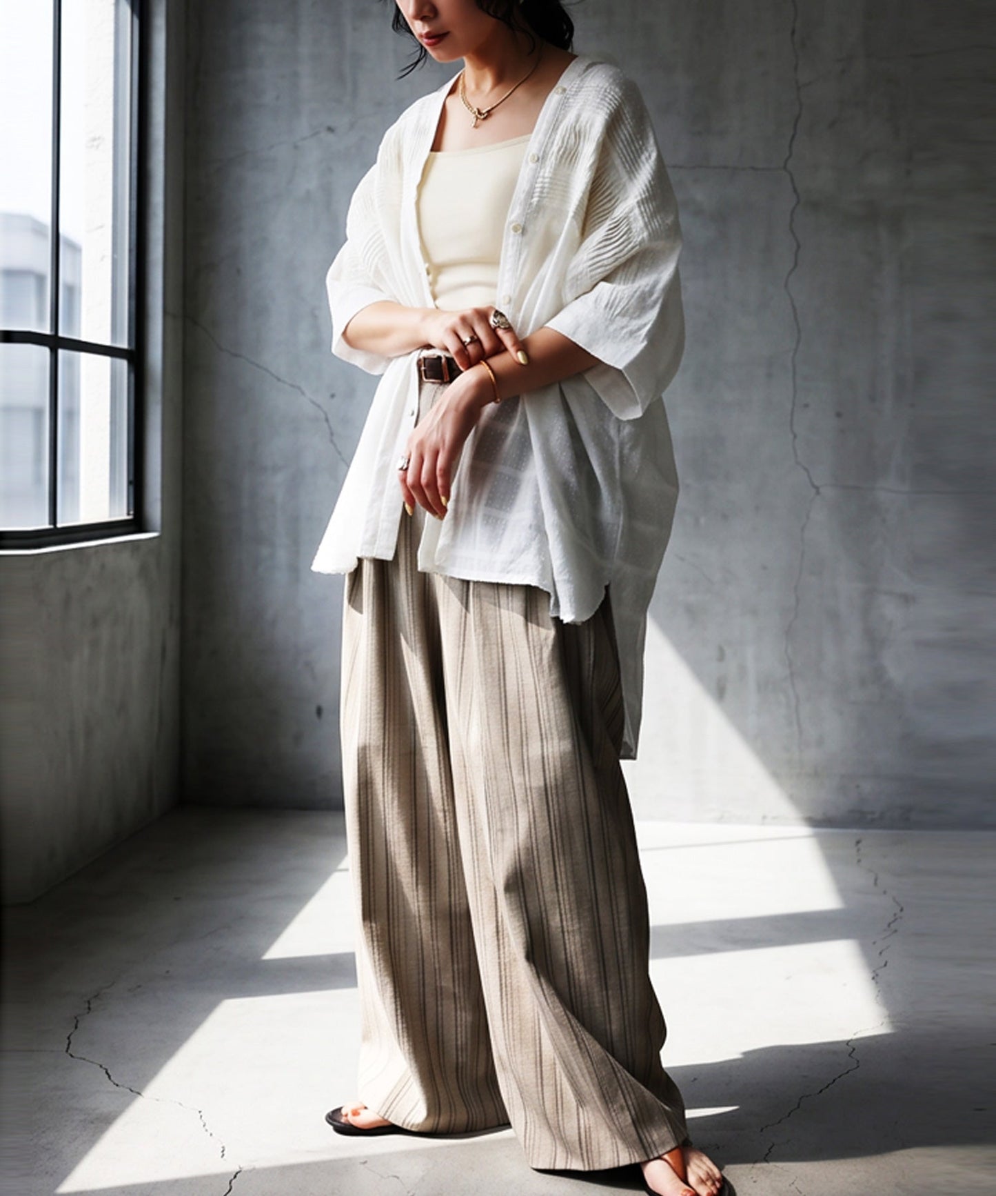 NUUUII 100% Cotton Dobby Weave Dolman Sheer Shirt Ladies