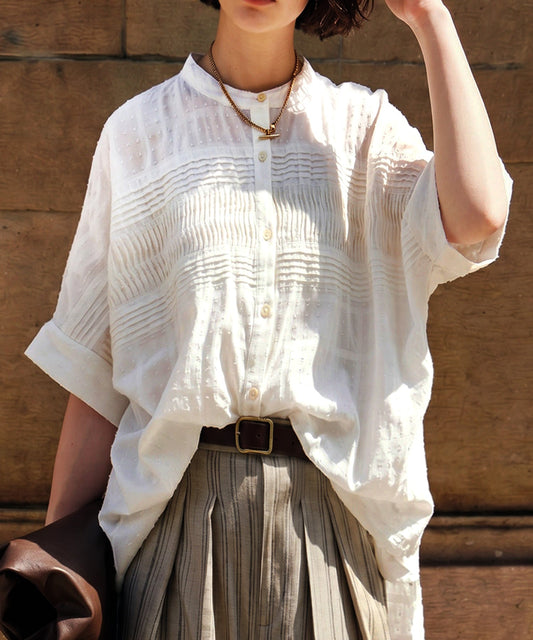 NUUUII 100% Cotton Dobby Weave Dolman Sheer Shirt Ladies