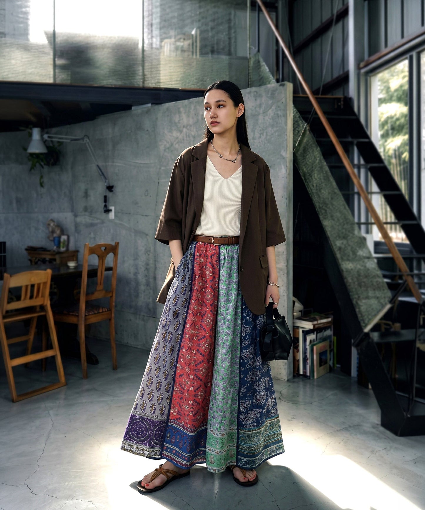 NUUUII Patchwork Flared Scarf, 100% Cotton Skirt Ladies