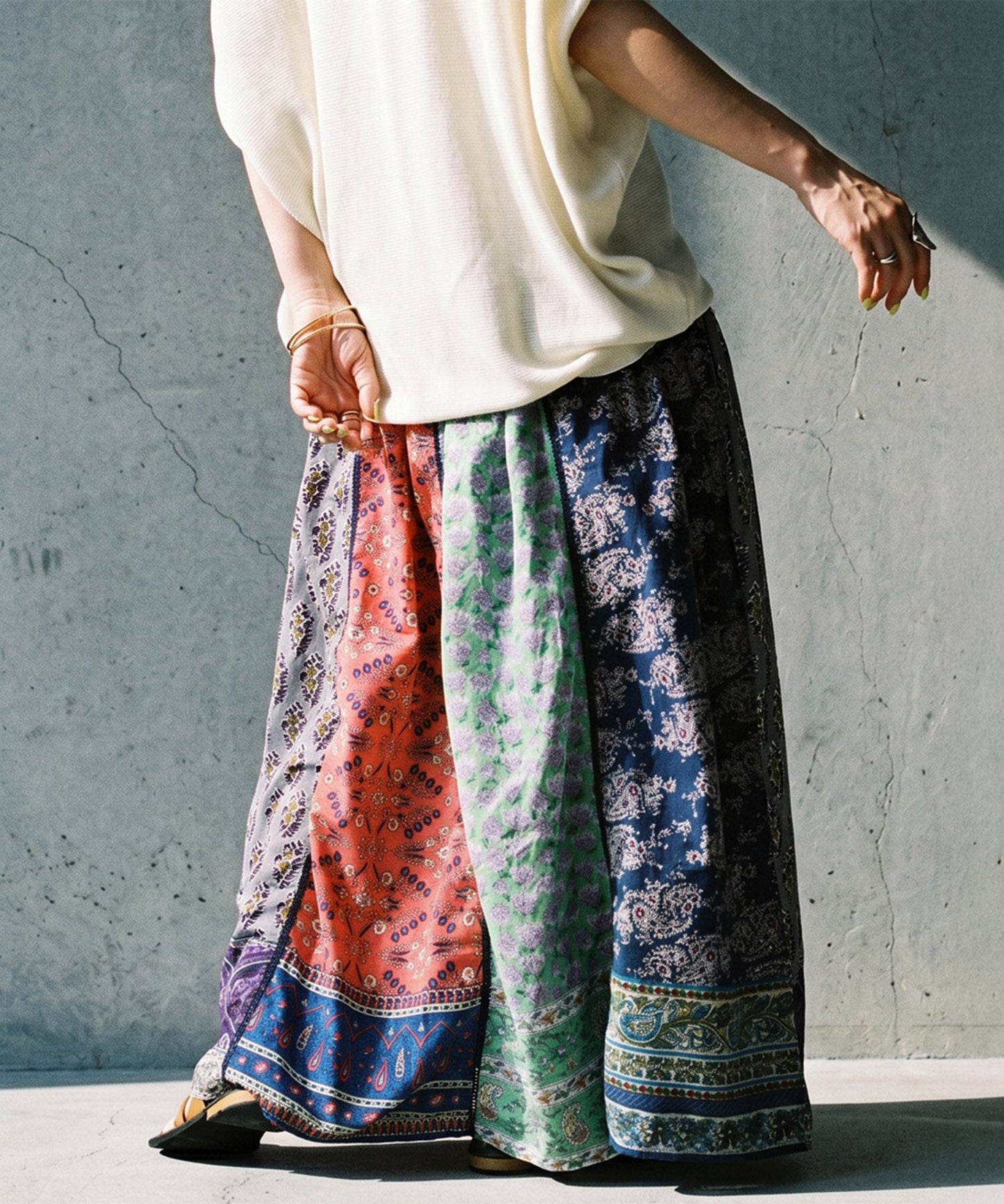 NUUUII Patchwork Flared Scarf, 100% Cotton Skirt Ladies
