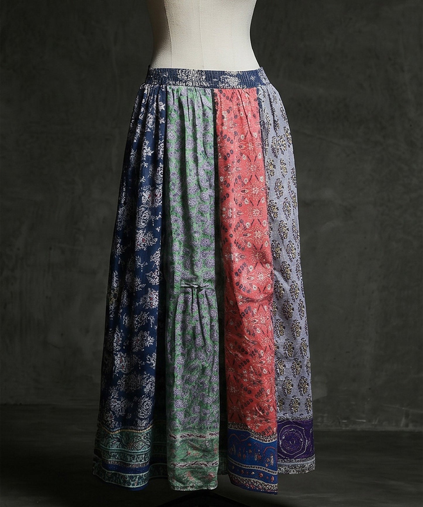 NUUUII Patchwork Flared Scarf, 100% Cotton Skirt Ladies