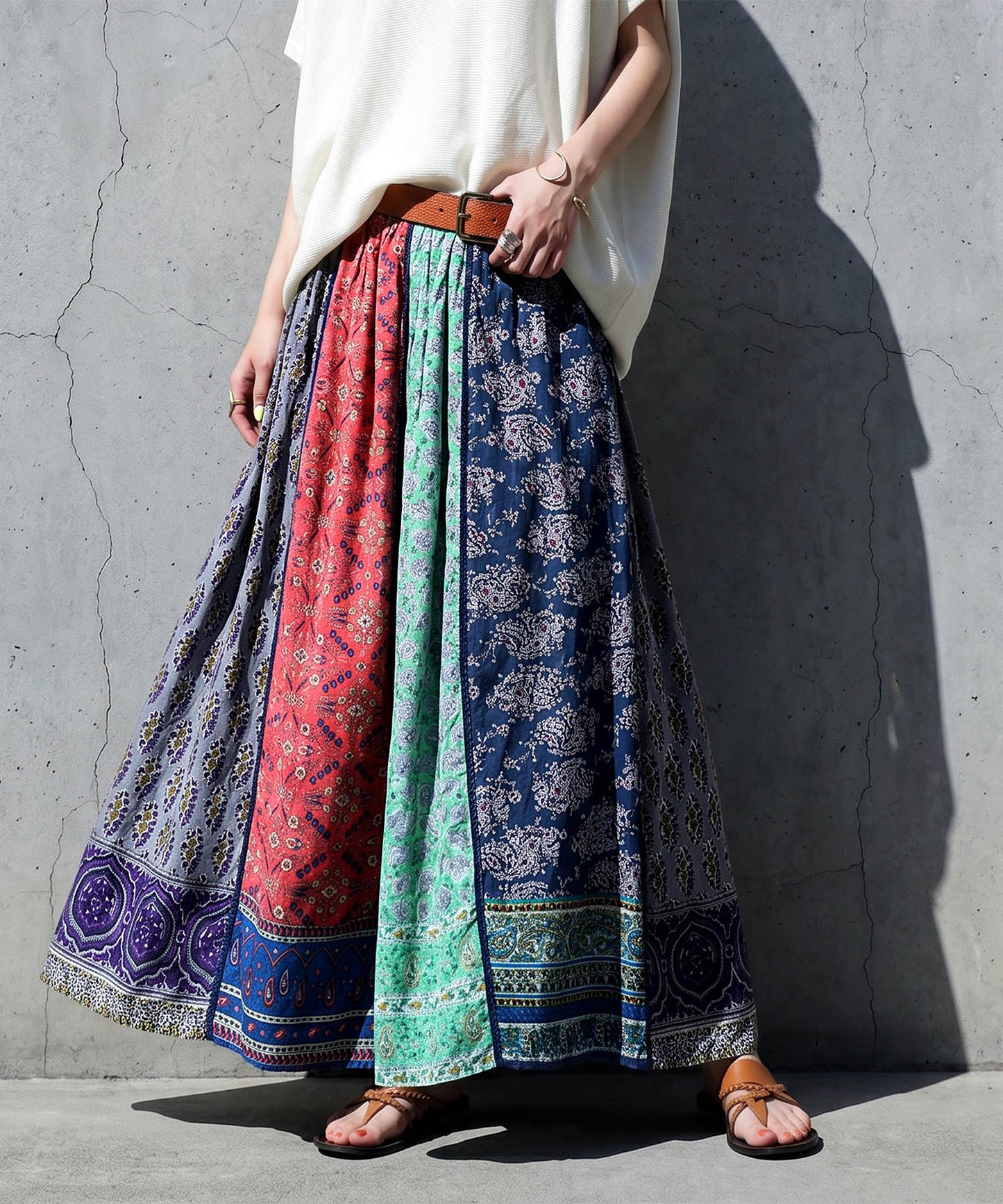 NUUUII Patchwork Flared Scarf, 100% Cotton Skirt Ladies