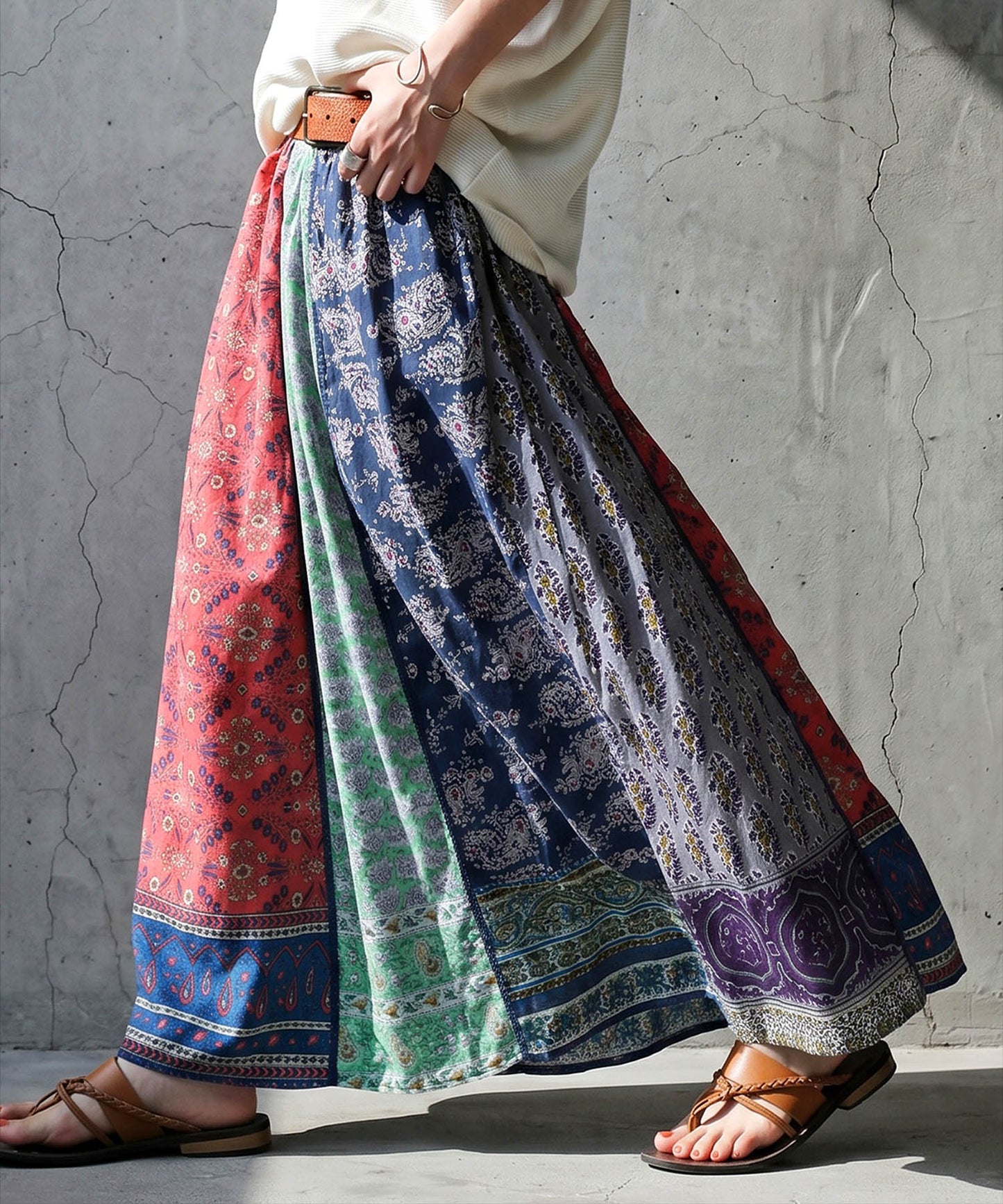 NUUUII Patchwork Flared Scarf, 100% Cotton Skirt Ladies
