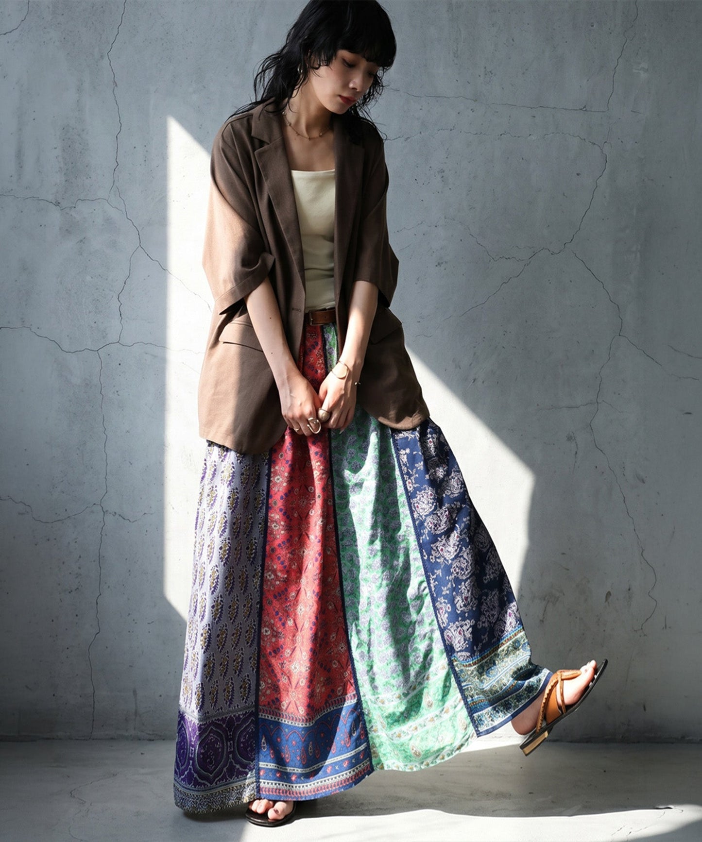 NUUUII Patchwork Flared Scarf, 100% Cotton Skirt Ladies