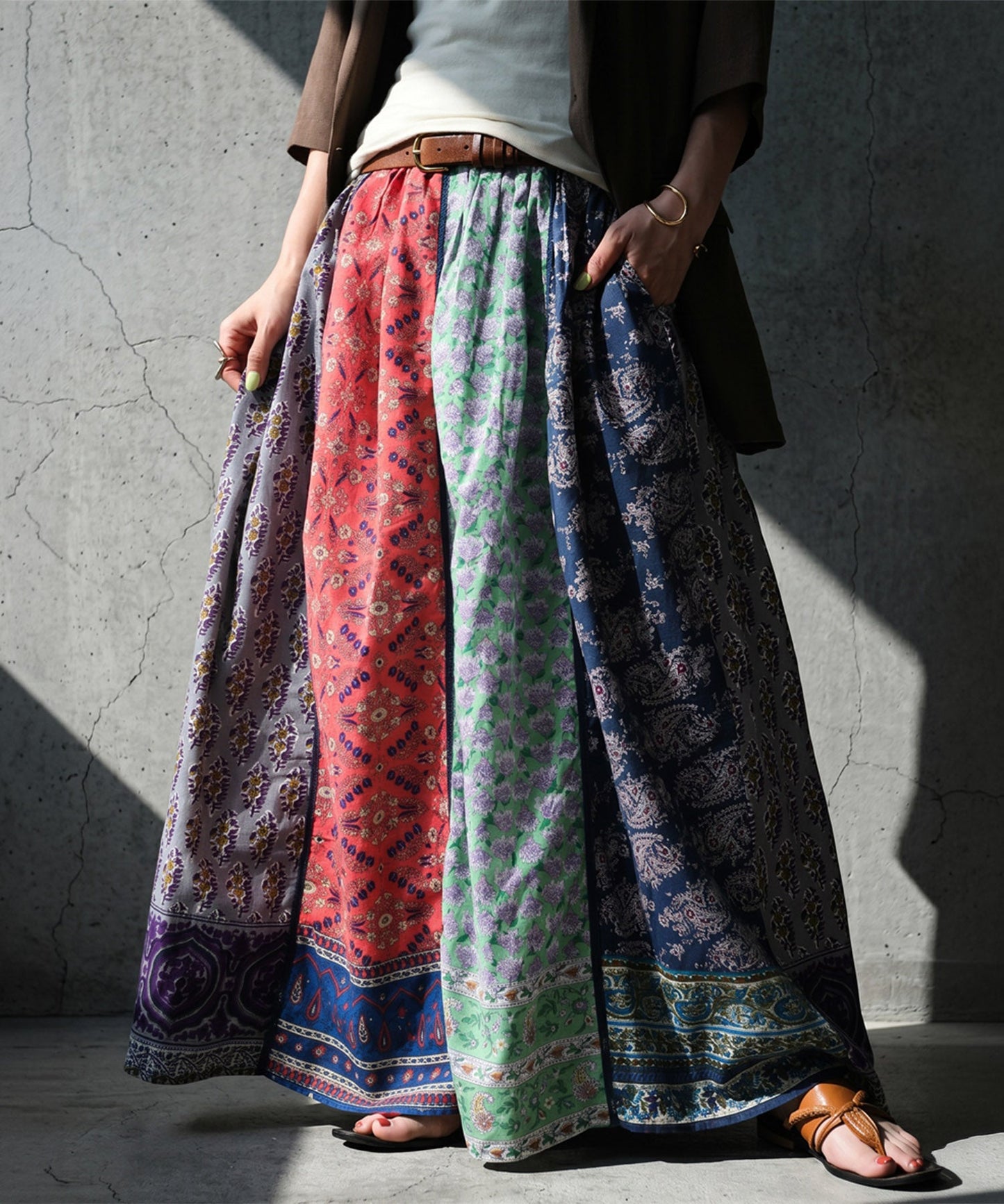 NUUUII Patchwork Flared Scarf, 100% Cotton Skirt Ladies