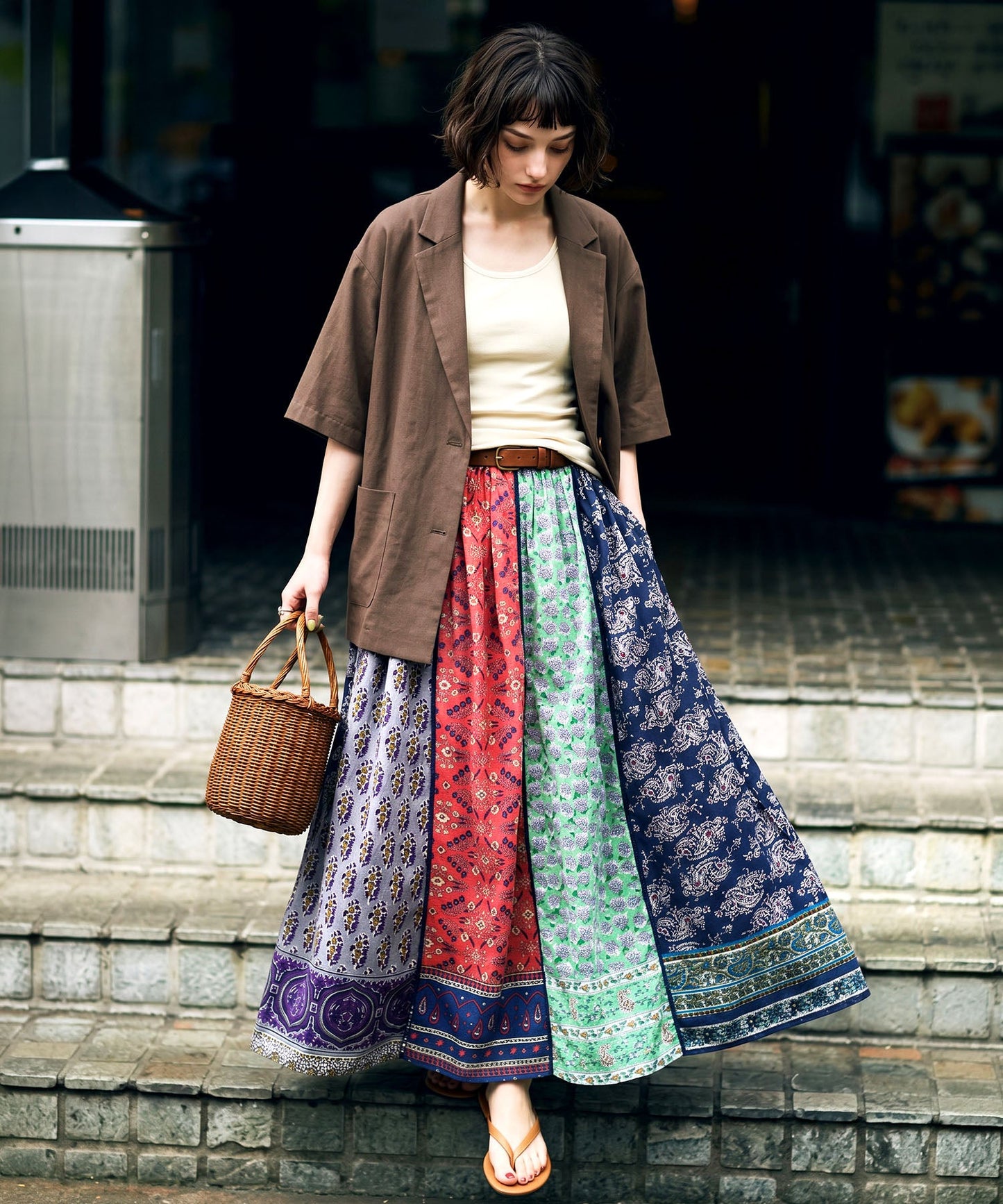 NUUUII Patchwork Flared Scarf, 100% Cotton Skirt Ladies