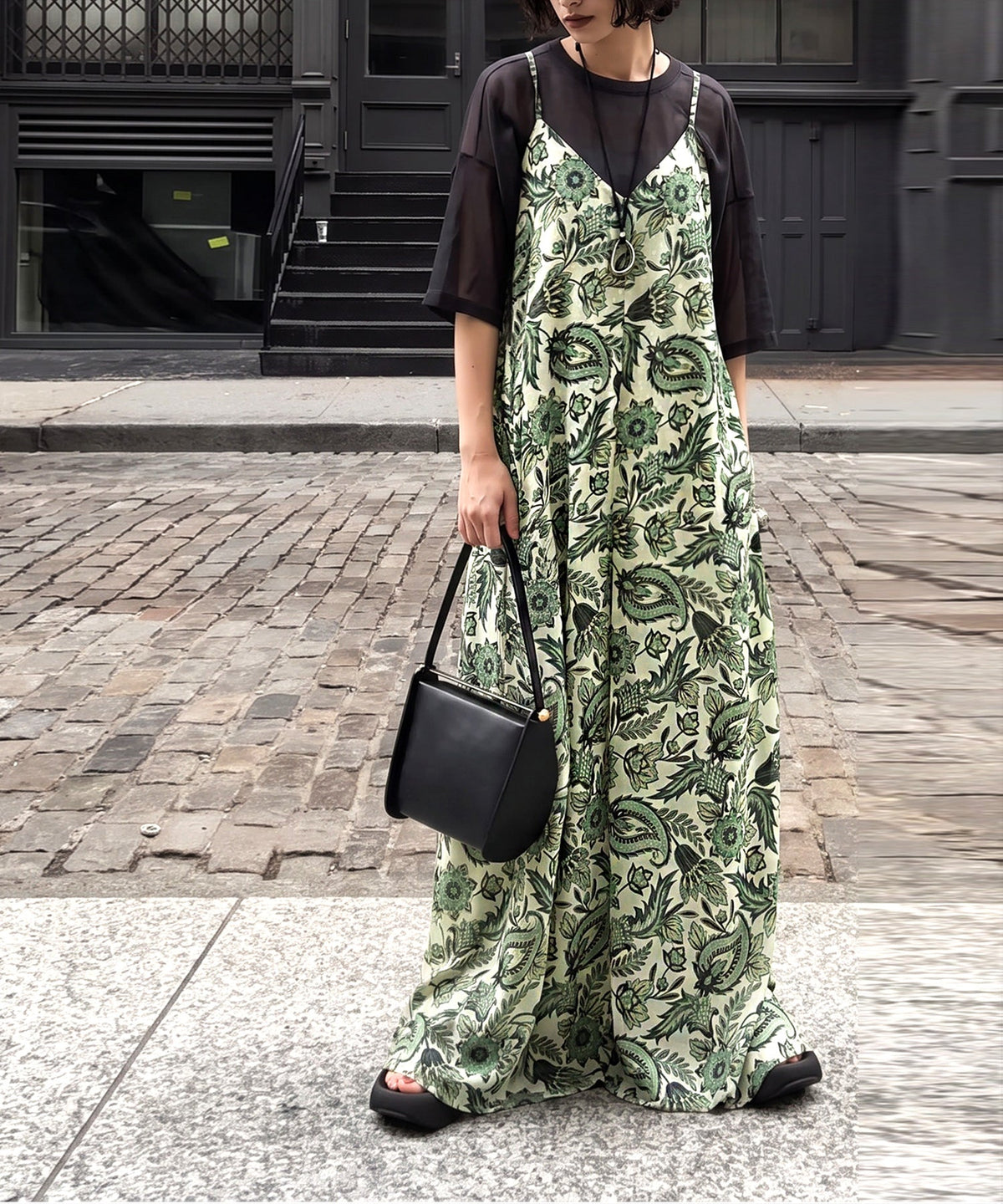 NUUUII Botanical Print Polka Dot Georgette Overalls