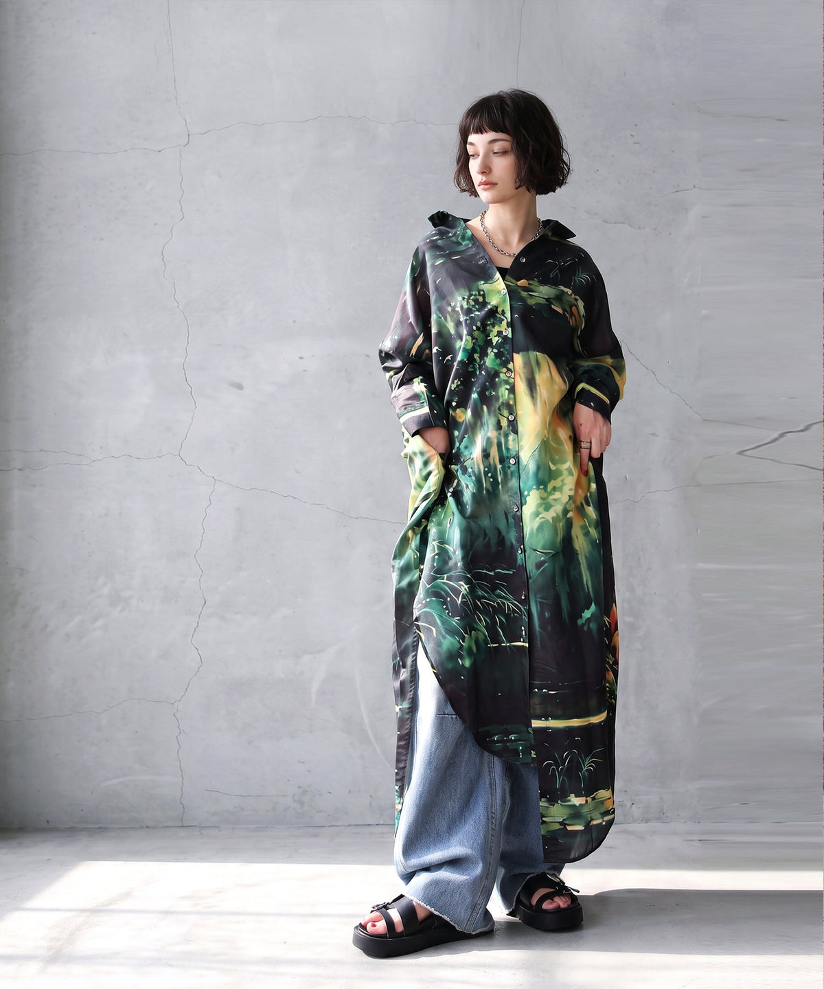 NUUUII Art Print Long Shirt Dress Ladies