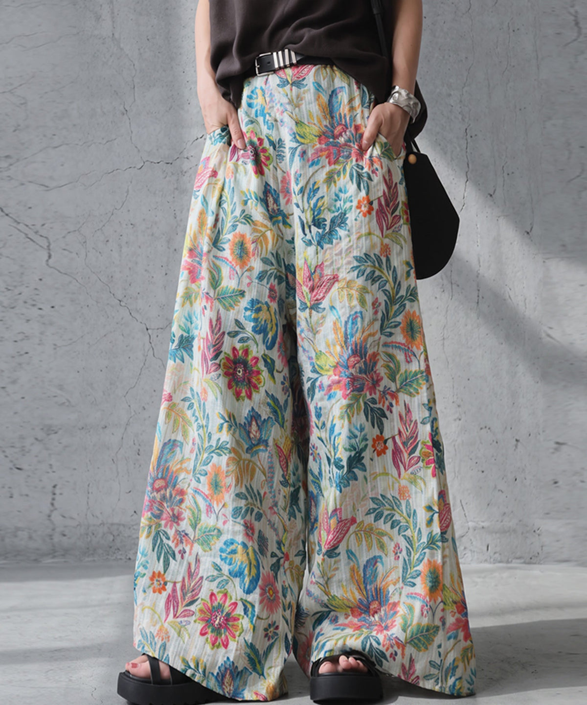 NUUUII 100% Cotton Botanical Floral Wide-Leg Pants Ladies