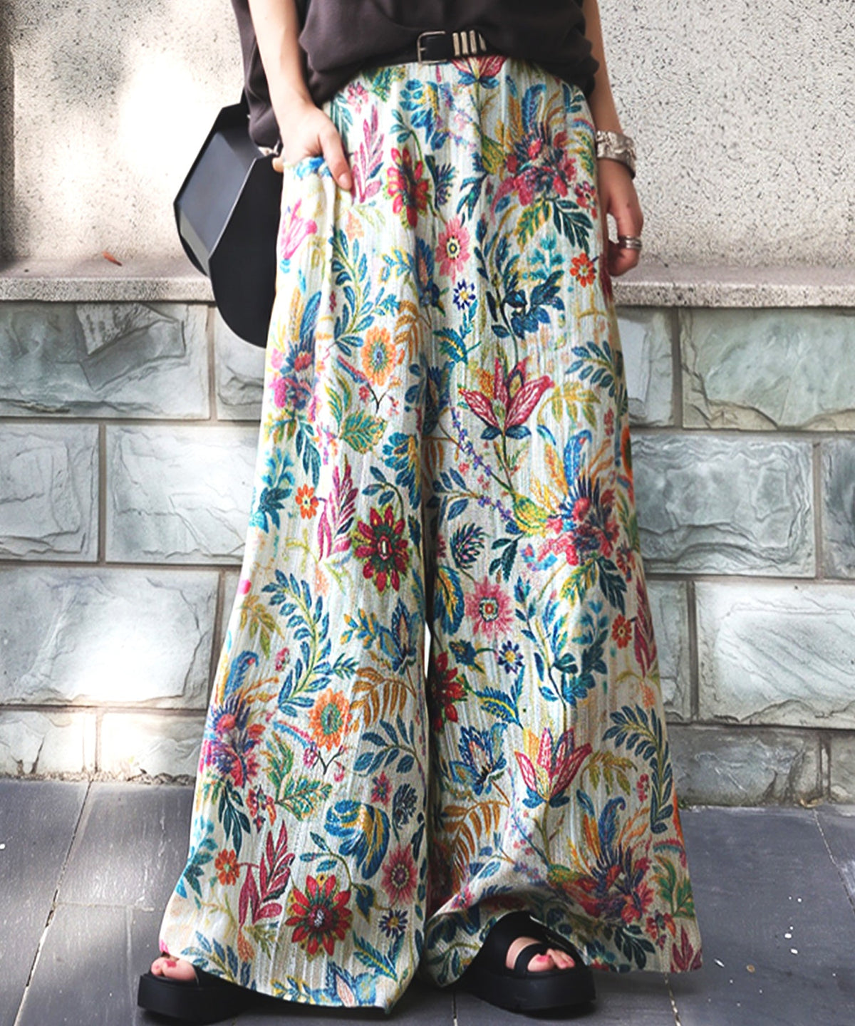 NUUUII 100% Cotton Botanical Floral Wide-Leg Pants Ladies
