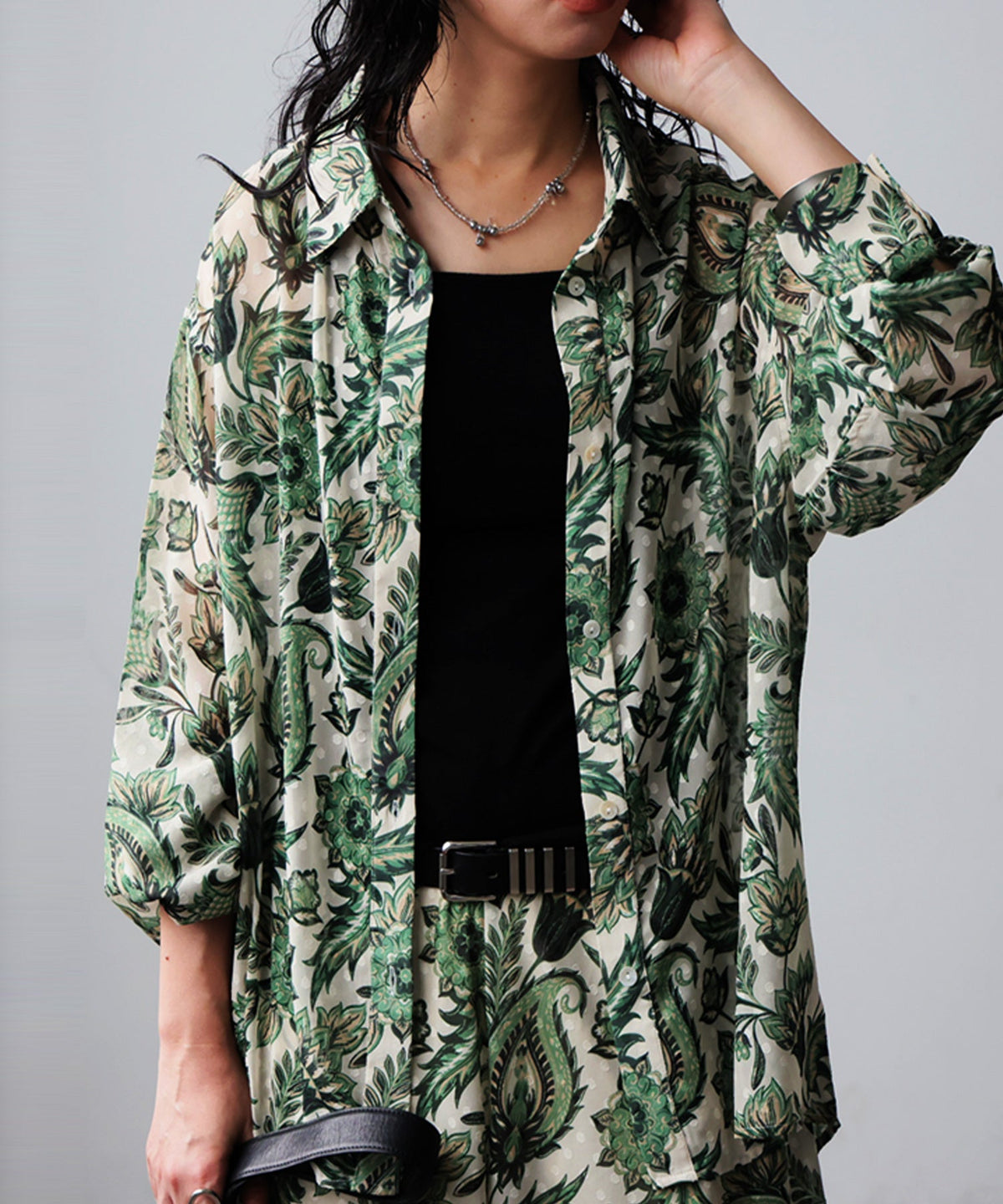 NUUUII Dot Jacquard Botanical Sheer Shirt Ladies