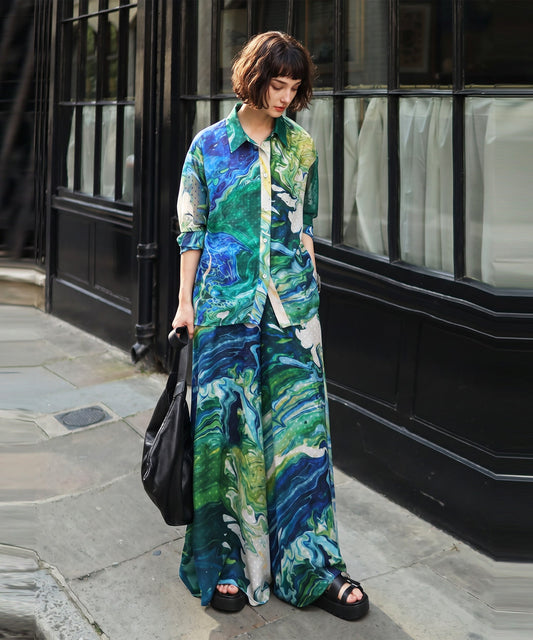 NUUUII Art Print Sheer Blouse Ladies