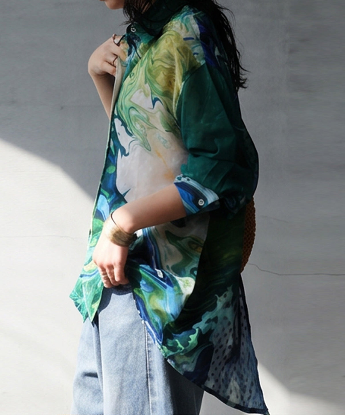 NUUUII Art Print Sheer Blouse Ladies