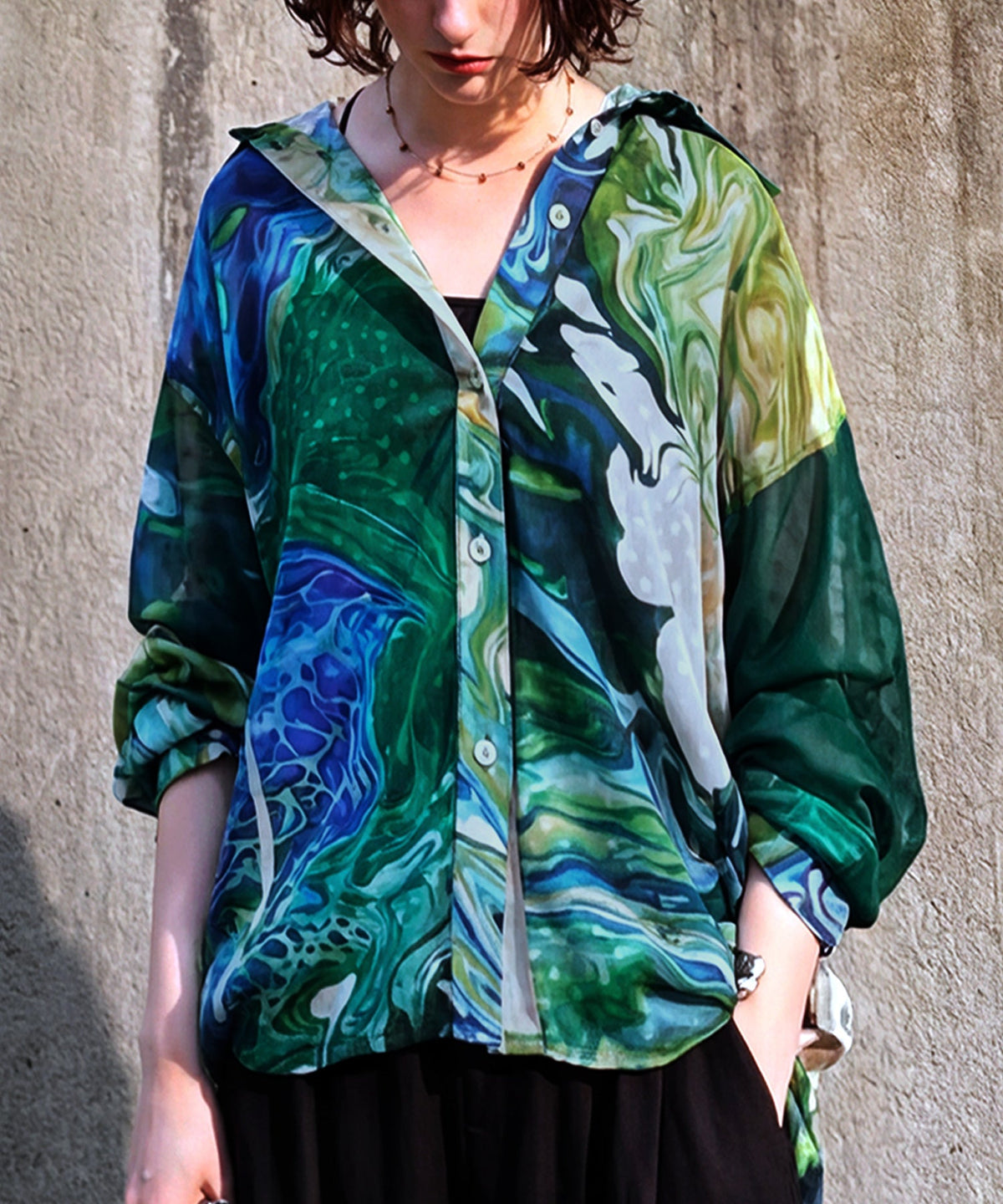 NUUUII Art Print Sheer Blouse Ladies
