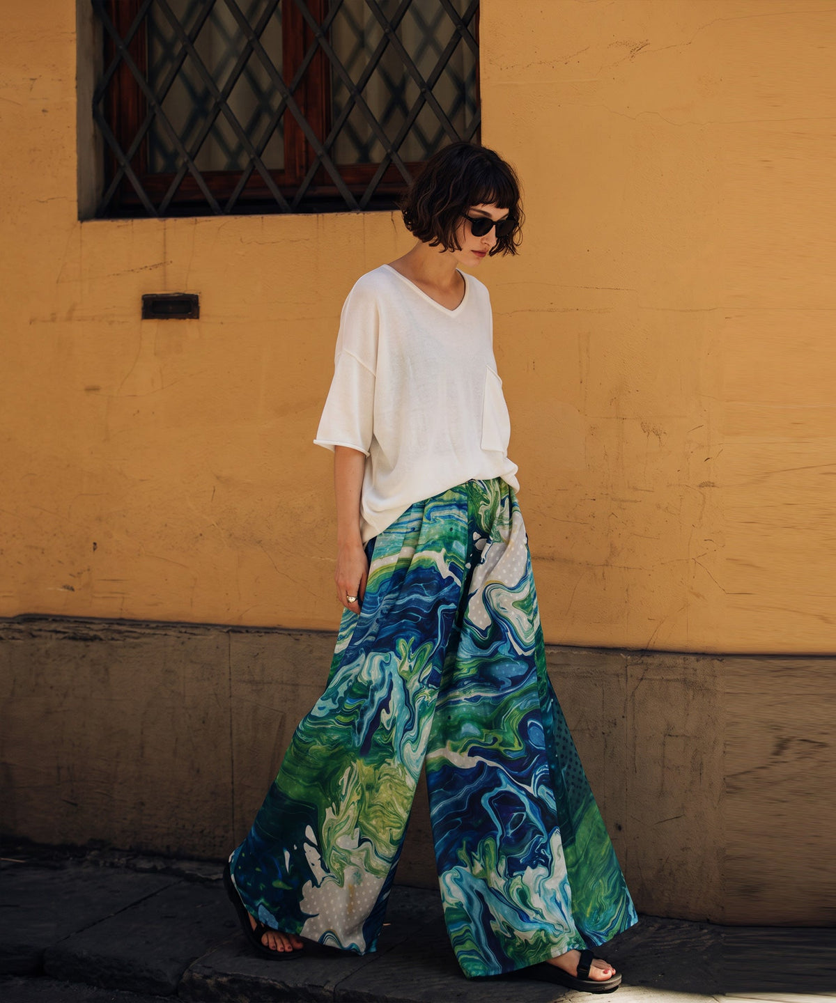 NUUUII Marble Print Art Print Wide Pants Ladies