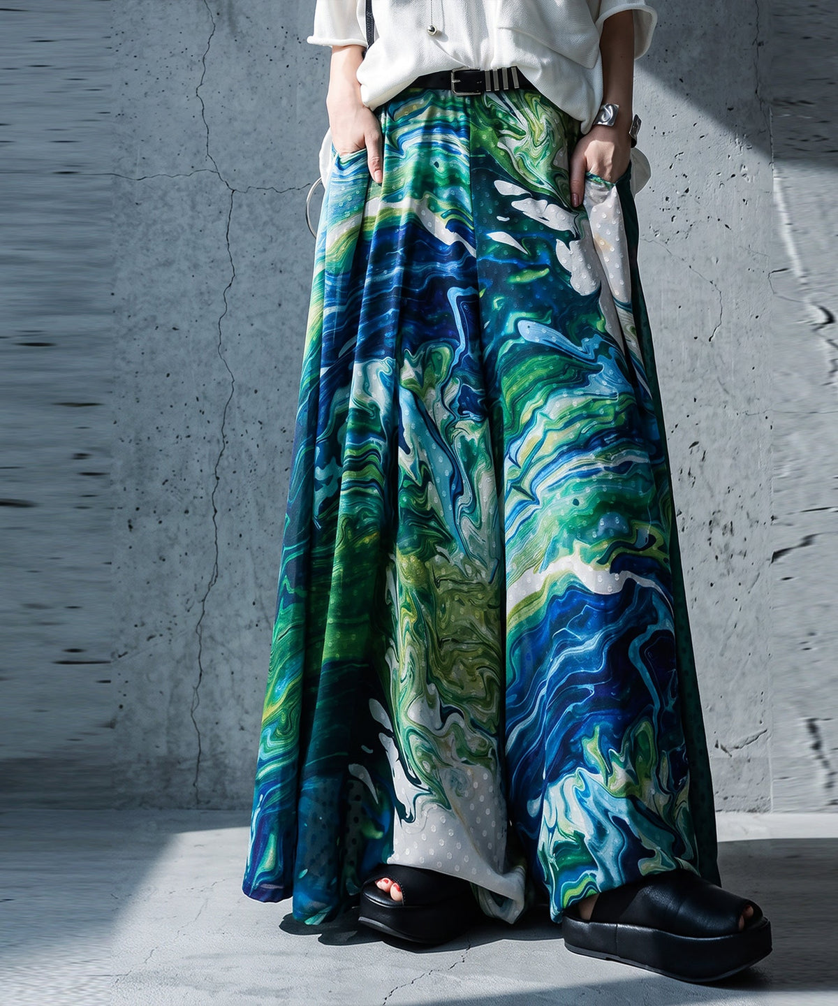 NUUUII Marble Print Art Print Wide Pants Ladies