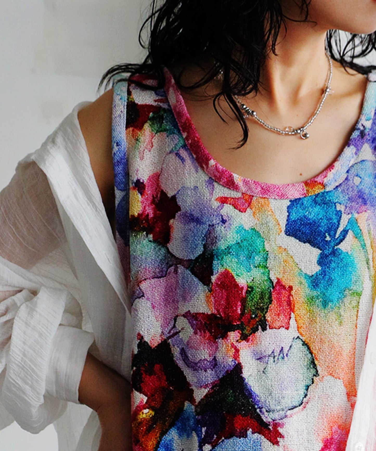 NUUUII Floral Watercolor Print Layered Tank Top Ladies