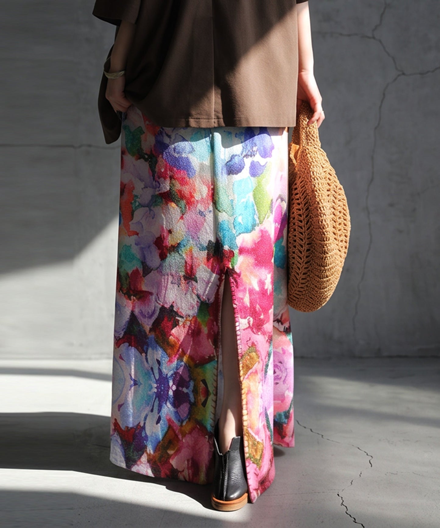 NUUUII Floral Watercolor Print All-Over Print Cotton Blend Skirt Ladies